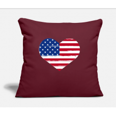 American Flag 4Th Of July Heart Burgundy Pillow